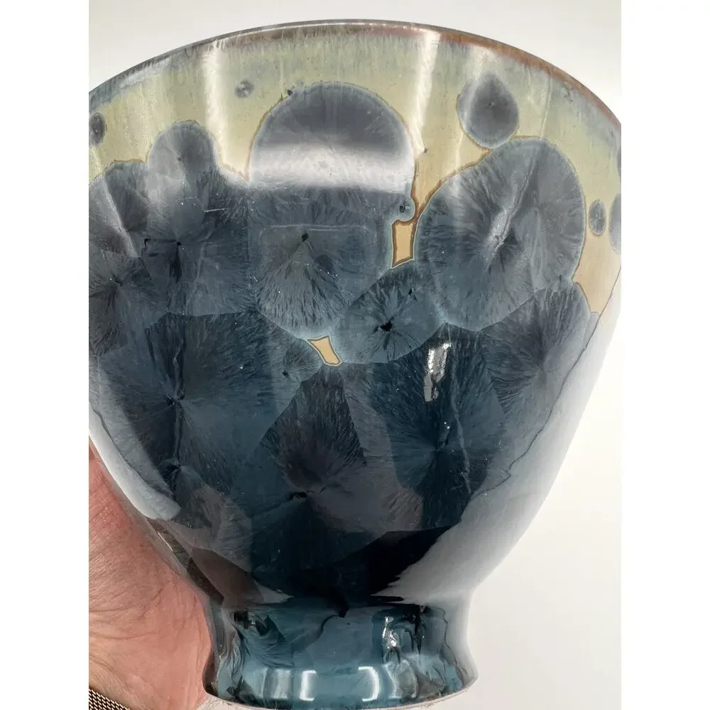 Bill Buckingham Blue Crystalline Art Pottery Vase 5” Made in Hawaii Signed